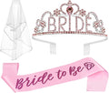 JETKONG 3 Pcs Bachelorette Party Decorations BRIDE Crown, Bride to Be Sash&Veil by JETKONG