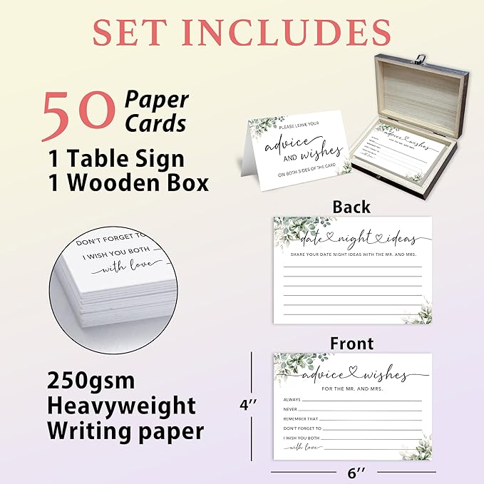 50 Pcs Advice and Wishes for the Mr and Mrs Cards in Box - Image 2