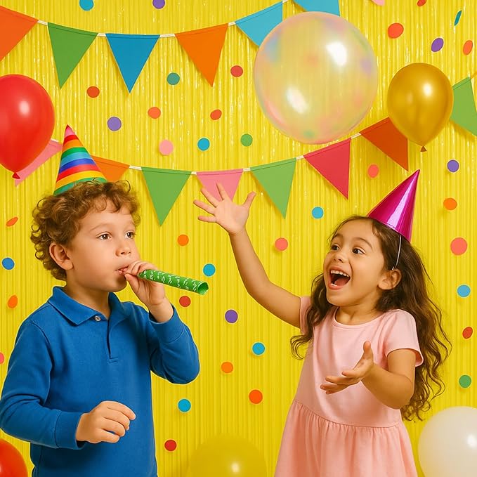 2 Pack Pastel Yellow Tinsel Foil Fringe Curtains, Metallic Tinsel Party - Image 6