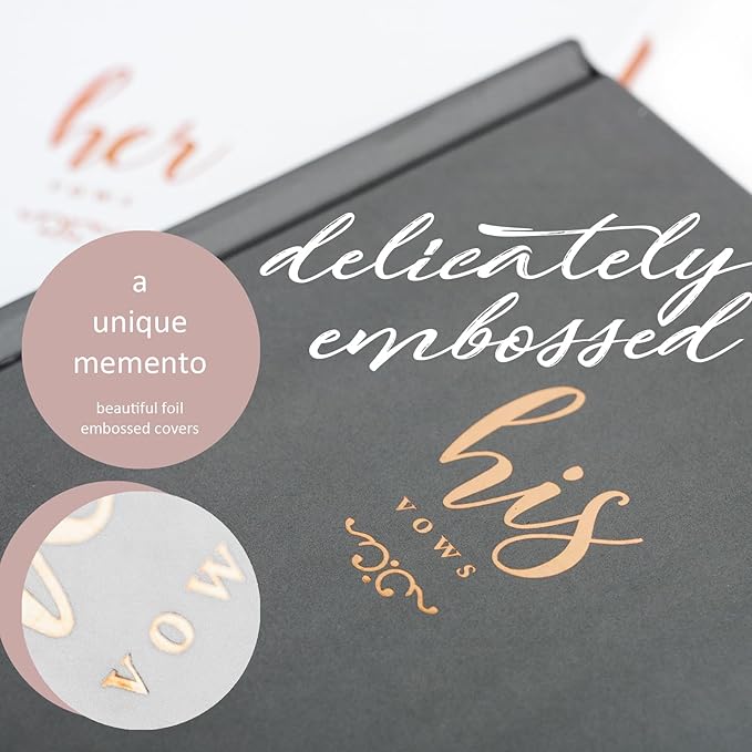 GSM Brands Wedding Vow Books His and Her Hardcover, Ivory Pages - Image 5