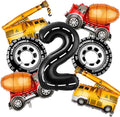 2nd Birthday Decorations for Boys Construction Balloons 40inch Number 2 by Aikitub