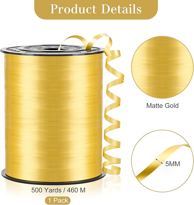 500 Yards Gold Curling Ribbon-Balloon String-Balloon Ribbon Roll - Image 2
