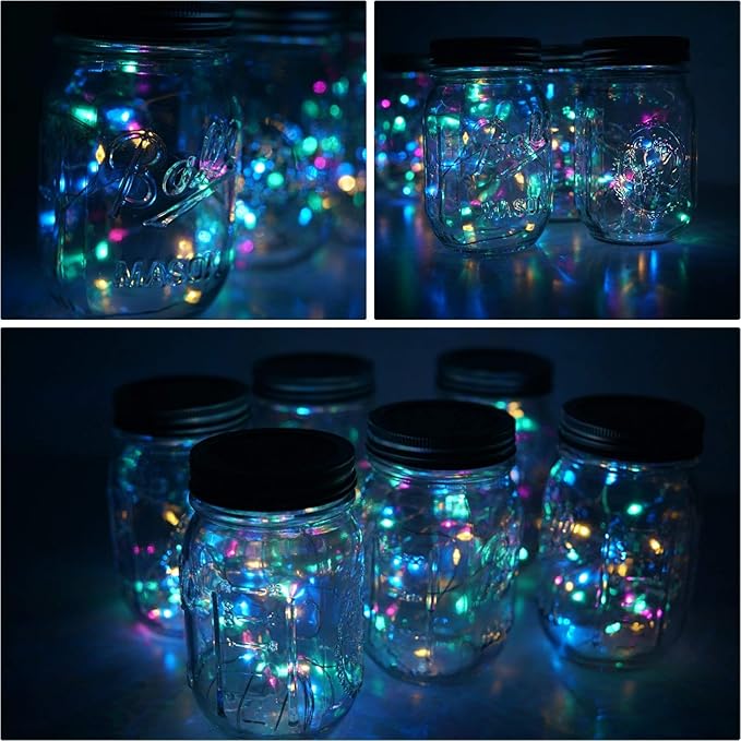 Decorman Solar Mason Jar Lid Lights, 6 Pack 20 LED Waterproof String Fairy Star - Image 5