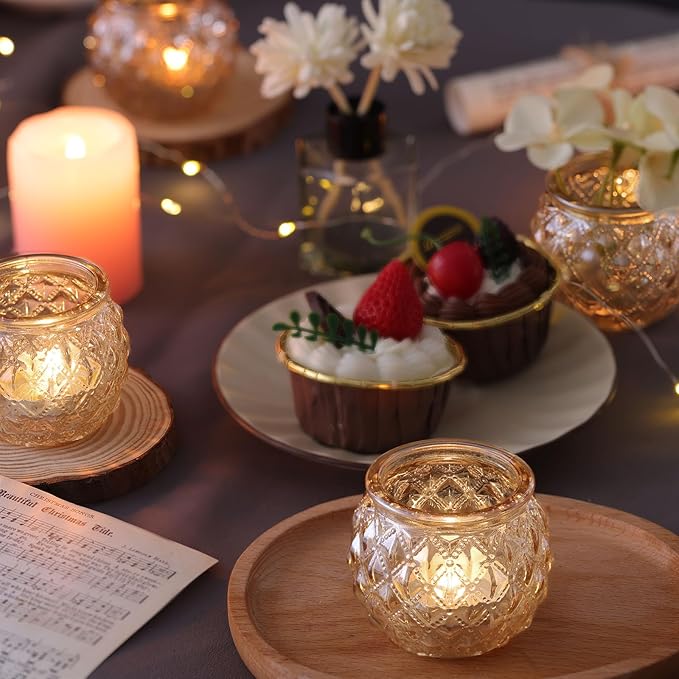 DARJEN 12Pcs Gold Glass Candle Holders - Image 5