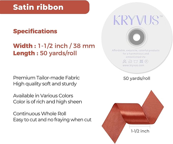 Copper Satin Ribbon 1-1/2 inch X Continuous 50 Yards, Single Face Polyester - Image 3