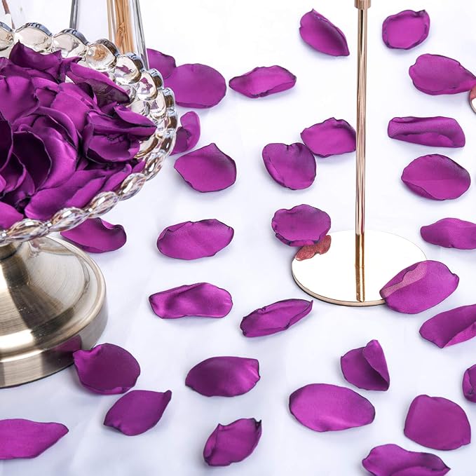 Purple Silk Rose Petals 300pcs Reusable Realistic Fake Flower Petals - Image 5