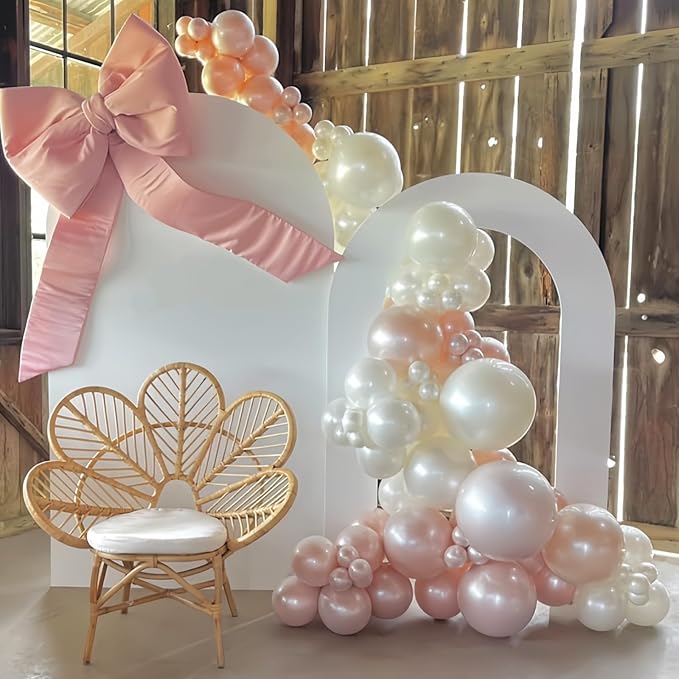Double Stuffed Pearl White and Pink Balloons - Image 6