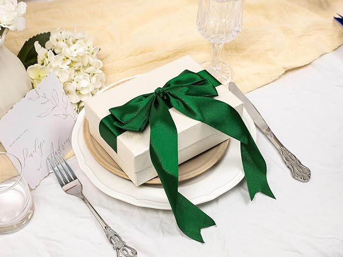 Green Satin Ribbon 1-1/2 inch X Continuous 25 Yards, Single Face Polyester - Image 5