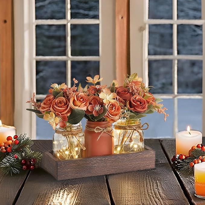 Mkono Mason Jar Lights Centerpiece Table Decorations - Image 3