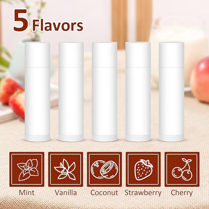 60 Pack Lip Balm Unlabeled, Natural Lip Balm Bulk Blank Tube, Personalized Lip - Image 2