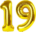40 Inch Big Gold 19 Balloon Number, Jumbo Giant Happy 19 Nineteen Birthday by Upgesy