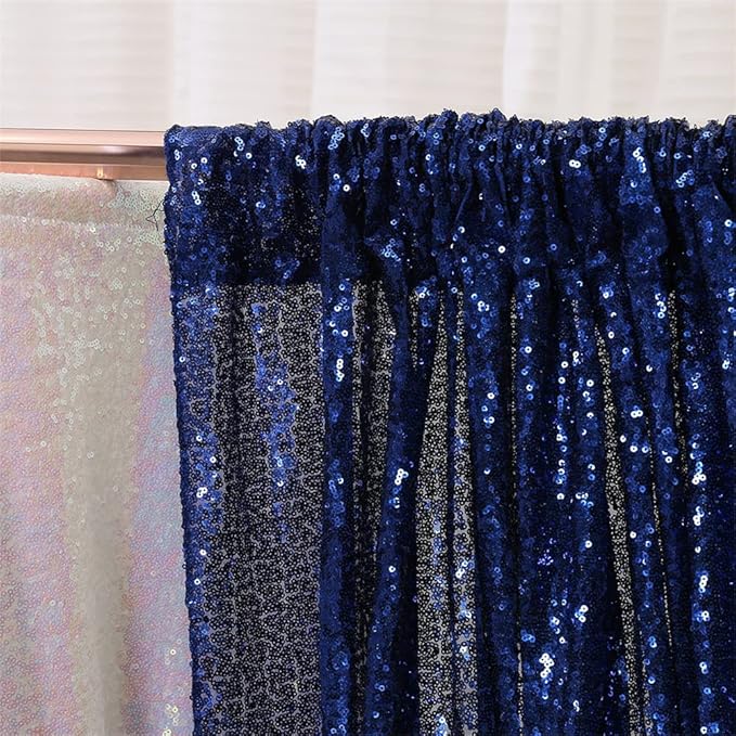 Eternal Beauty Navy Blue Sequin Backdrop Curtains, Shimmer Back Drop - Image 9