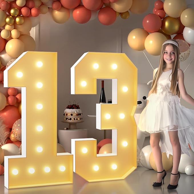 Imprsv 4FT Light Up Numbers, Marquee 13th Birthday Decorations by Letsmakeitimpressive