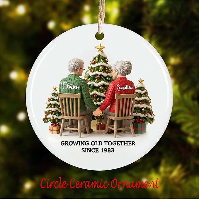 Love Signal Growing Old Together Christmas Ornament, Personalized Couple - Image 4