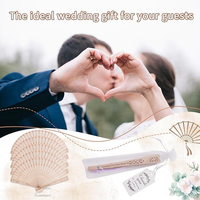 30Pcs Custom Wedding Fans for Guests - Image 7