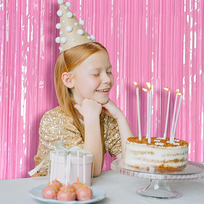 Pastel Pink Party Streamers Foil Fringe Backdrop Curtains Tinsel Streamers - Image 6