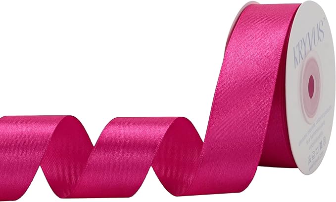 Rose Red Satin Ribbon 1 inch X Continuous 25 Yards, Single Face Polyester by Kryvusribbon