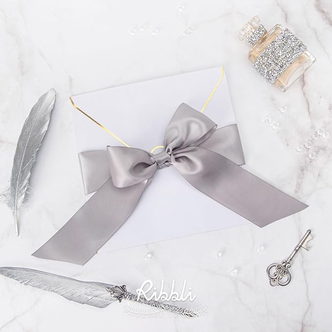 Ribbli Silver Double Faced Satin Ribbon, 2” x Continuous 10 Yards, Use - Image 3