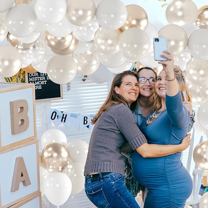 100pcs White and Gold Balloons - Image 6
