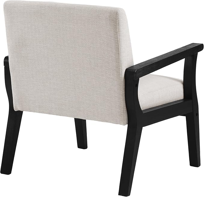 Mid Century Modern Accent Chair, Linen Upholstered Living Room Accent Armchair - Image 7