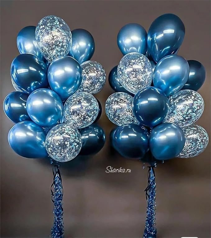 Chrome Metallic Blue Balloons 12 inch - Image 3