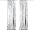 JYFLZQ Silver Payette Sequin Backdrop Curtains 4ft x 8ft 2 Panels Shimmer Wall by JYFLZQ