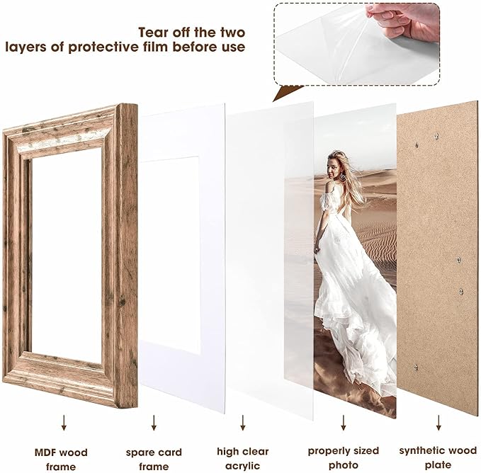 TWING 5x7 Picture Frames Set of 6, Rustic Picture Frame 4x6 - Image 9