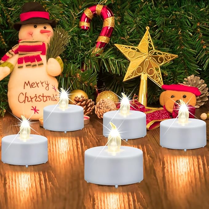 Nancia Tea Lights, Flickering Warm White, 200 Hours Battery-Powered Tea Light - Image 7
