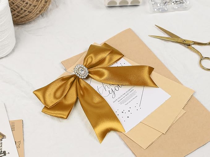 Gold Satin Ribbon 1-1/2 inch X Continuous 100 Yards, Single Face Polyester - Image 7