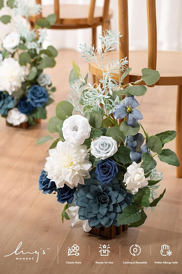 Ling's Moment 17.5" Tall Standing Artificial Flowers Arrangements 4 pcs Wedding - Image 2