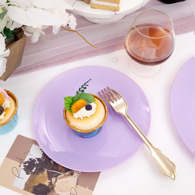 KIRE 60PCS Purple Plastic Plates Disposable - Image 5