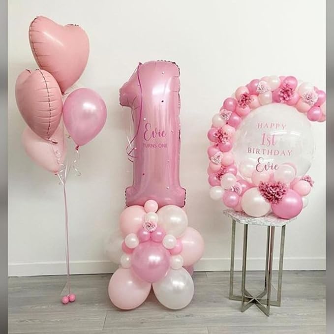 Light Pink 1 Number 40 Inch Large Balloon 1st Numbers Big Foil Helium Number - Image 3