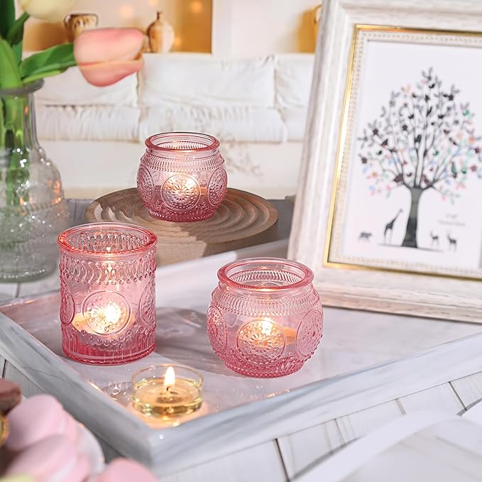 DARJEN 12Pcs Pink Votive Candle Holders - Image 6