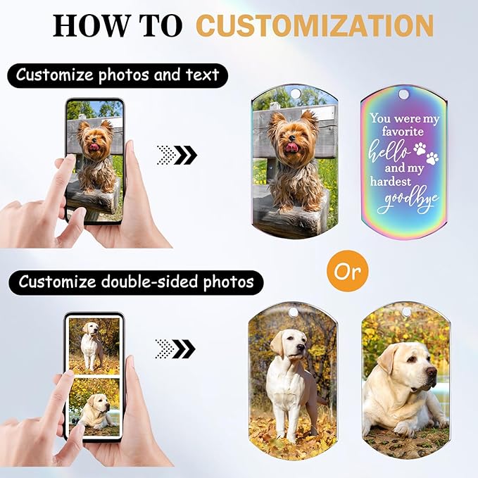 Funnylife Personalized Dog Memorial Photo Keychain Stainless Steel Custom Pet - Image 2
