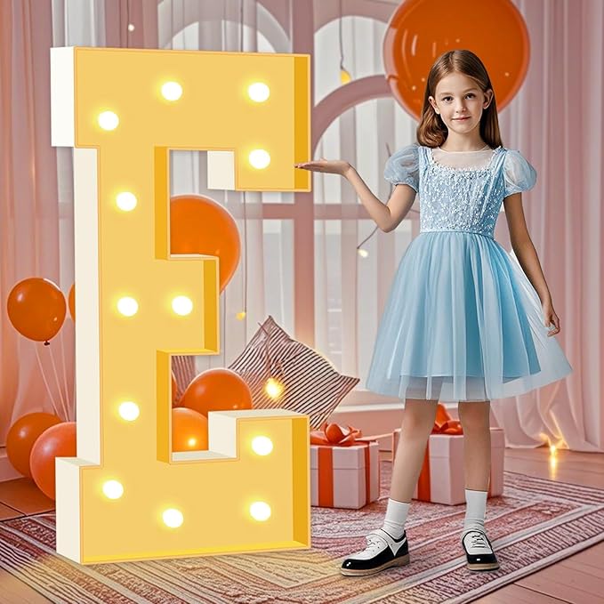 Marquee Light Up Letters E, 4FT Foam Board Mosaic Balloon Letters by HITINO