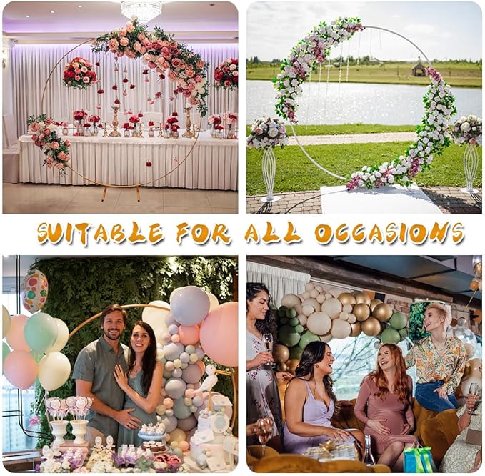 Round Backdrop Stand Circle Arch, 6.5ft White Metal Balloon Arch Kit - Image 4