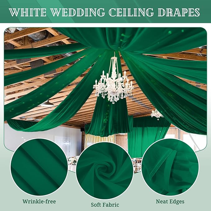 6 Panels Emerald Green Ceiling Drapes - Image 3