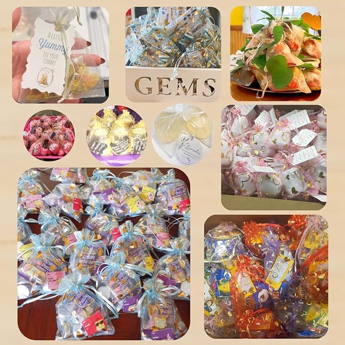 100 Pack 2.8 x 3.5 Inch Flower Heart Organza Jewelry Gift Pouch Candy Pouch - Image 7