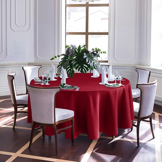 Biscaynebay Textured Fabric Round Christmas Table Cloths 108", Wedding and - Image 2