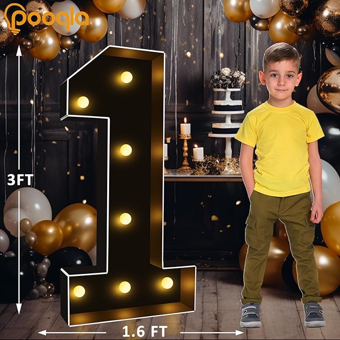 Pooqla 3FT Marquee Light Up Numbers, Giant Mosaic Light Up Numbers - Image 4