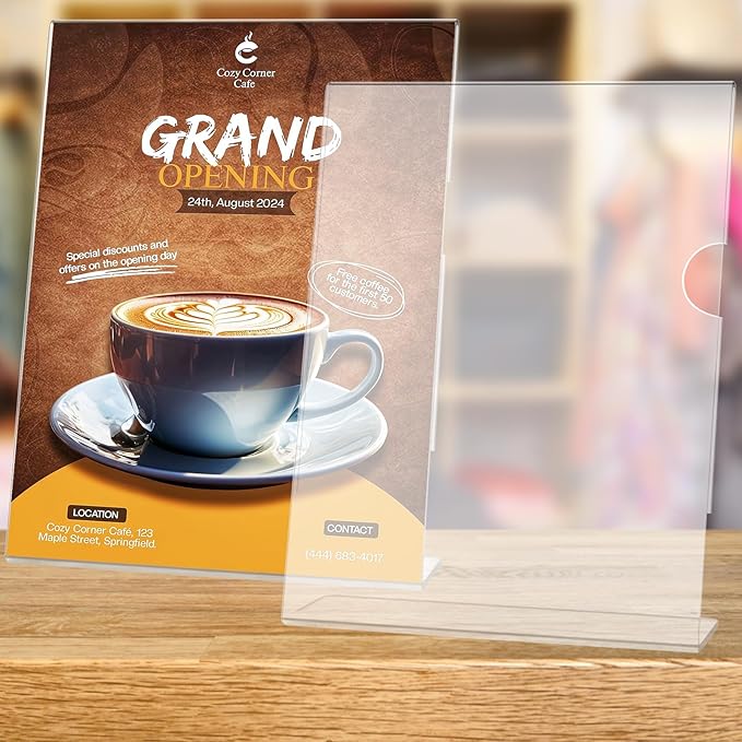 10 Pack Acrylic Sign Holder 5 x 7, L-Shape Clear Plastic Display Stand - Image 5