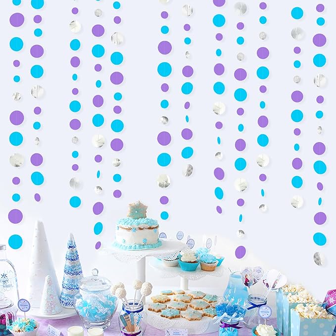 46 Ft Frozen Party Decorations Purple Blue Silver Polka Dots Garlands Hanging by pinkblume