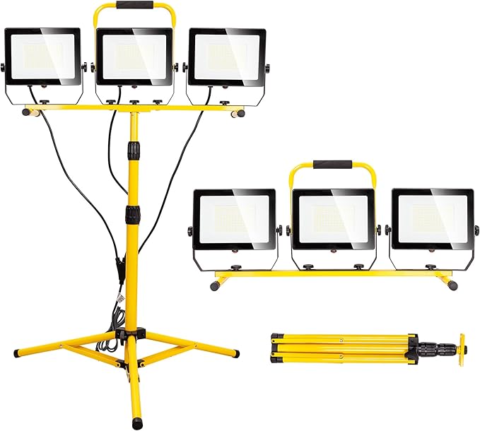 30000 Lumen Work Lights with Stand, 300W Three Head LED Work Light, Waterproof by Stanlips