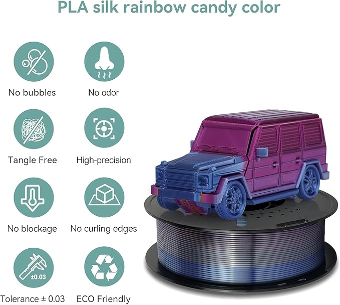 Kingroon Rainbow PLA 3D Printer Filament, 16kg Bundle, Color Changing, ±0.03mm - Image 5