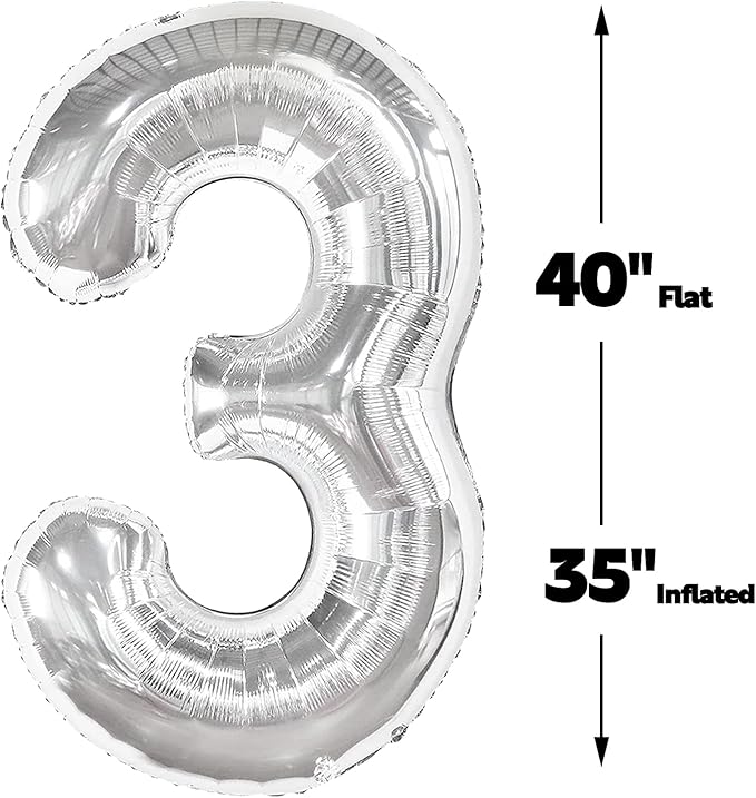Silver 40 Inch 30 Number Balloons, 30 Decorations - Image 2