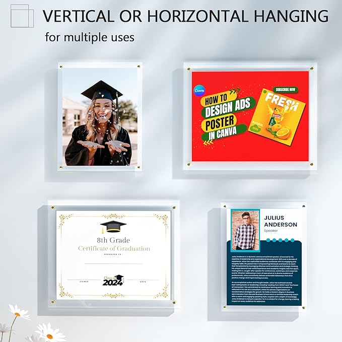 Acrylic Picture Frame for Wall, No Drill Floating Frameless Photo Frame for - Image 5