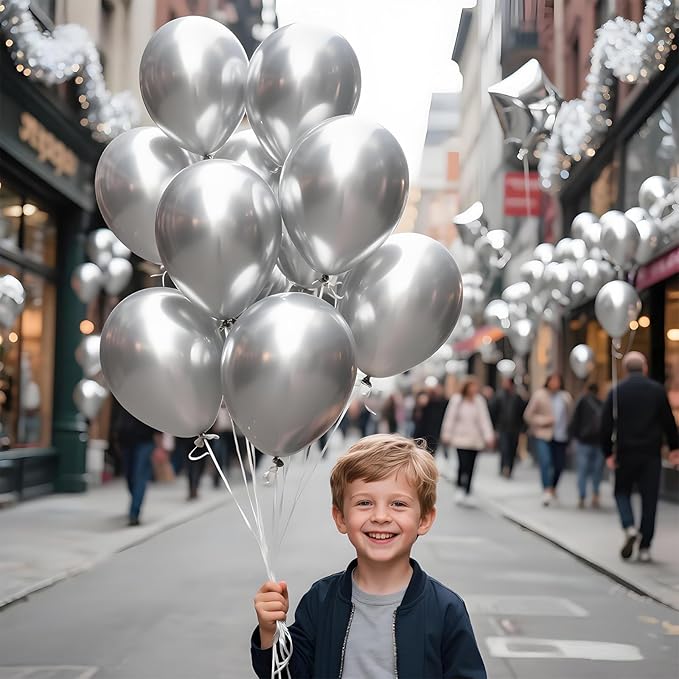 KAWKALSH Metallic Silver Balloon 12 Inch - Image 5