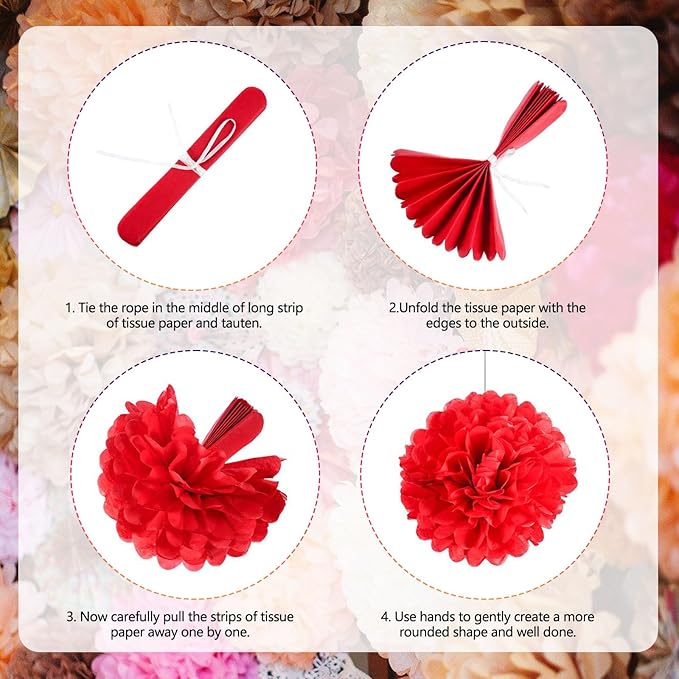 Tissue Paper Pom Poms, Hanging Flower Balls - Image 5
