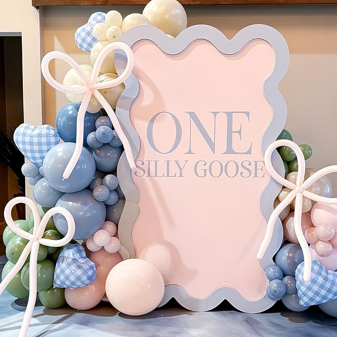 Blue White Checkered Heart Balloons - Image 3