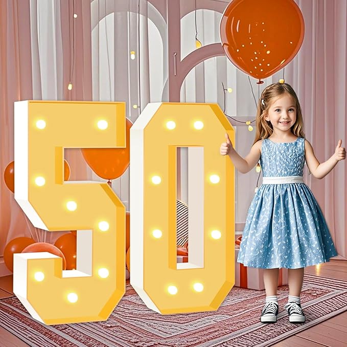 3FT Marquee Numbers 50, Large Light Up Numbers 50th Birthday Decorations by HITINO